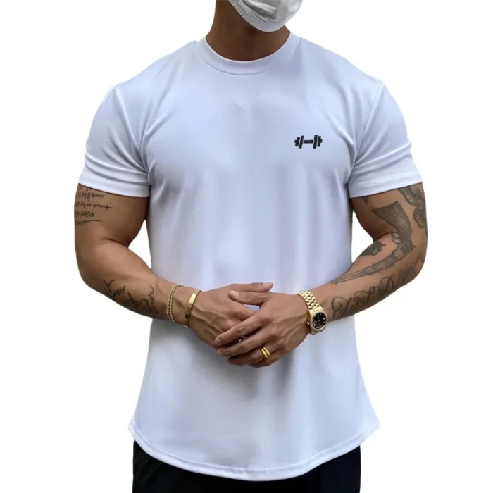 Summer Cotton t Shirt Men Short Sleeve t-Shirt Fitness Gym t-Shirts Training Sport Tee Shirts Fashion Casual Tops Man Clothing - Image 2