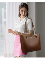 High Quality Brand Solid Color Handbag Soft PU Leather Shoulder Bags for Women Large Capacity Female Shopping Commuting Tote Sac – Bild 22