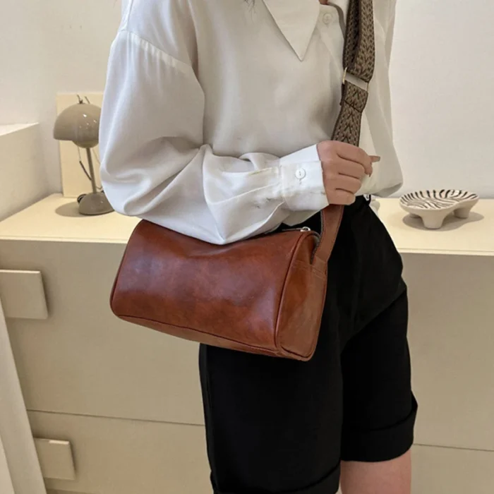 Vintage PU Leather Boston Women Small Handbag and Purse Fashion Designer Crossbody Bag Female Casual Travel Pillow Shoulder Bag – Bild 17
