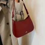 PU Leather Fashion Sling Bag Large Capacity Women Daily Shoulder Bag Solid Color Vintage Simple Daily Bags – Bild 17