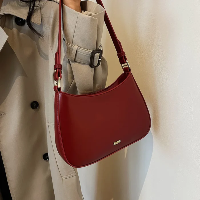 PU Leather Fashion Sling Bag Large Capacity Women Daily Shoulder Bag Solid Color Vintage Simple Daily Bags – Bild 17