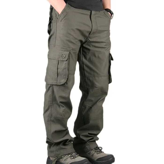 Cargo Pants Men Military Work Overalls Loose Straight Tactical Trousers Multi-Pocket Baggy Casual Cotton Slacks Pants – Bild 3