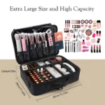 Professional Makeup Bag Extra Large Cosmetic Train Case Make Up Brush Organizer Storage Box Manicure Artist Bags with Dividers – Bild 17