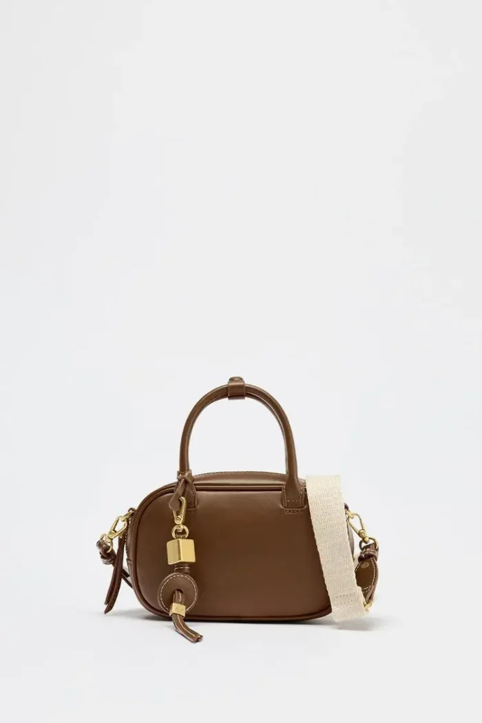 MINI TOPSTITCHED BAG, Wide Strap Women's Vintage Crossbody Bag, Ladies Luxury Design Handbags, Solid Color Small Shoulder Bag – Bild 9