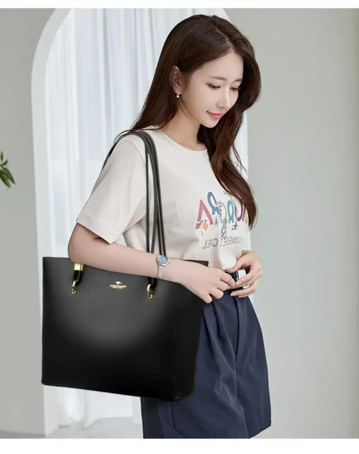 High Quality Brand Solid Color Handbag Soft PU Leather Shoulder Bags for Women Large Capacity Female Shopping Commuting Tote Sac – Bild 21