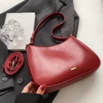 PU Leather Fashion Sling Bag Large Capacity Women Daily Shoulder Bag Solid Color Vintage Simple Daily Bags – Bild 7