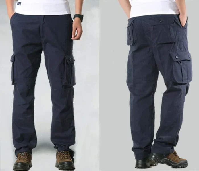 Cargo Pants Men Military Work Overalls Loose Straight Tactical Trousers Multi-Pocket Baggy Casual Cotton Slacks Pants – Bild 18