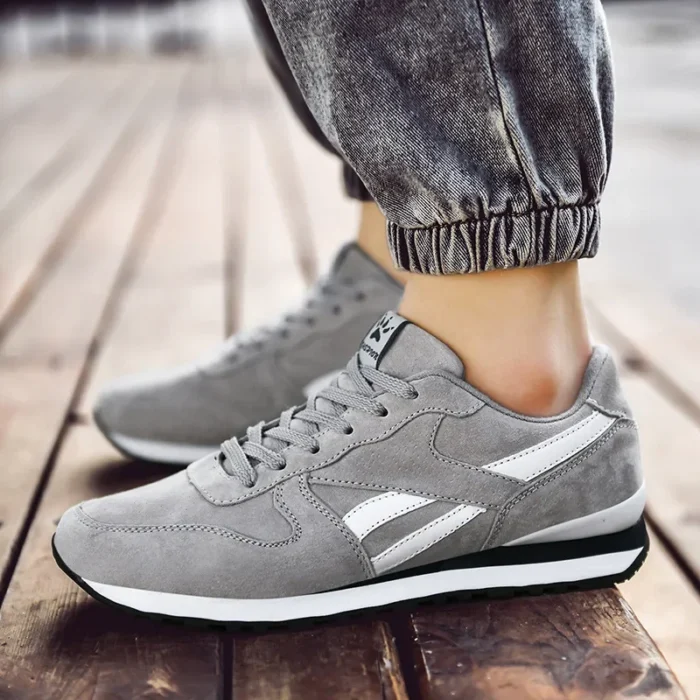 Autumn Men Sneakers Cotton Sports Shoes for Men Male Trainers Outdoor Stylish Shoes Lace-up Flats Non-slip Rubber Sole Blue Grey – Bild 3