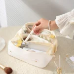 Vintage Flower Women Tote Cosmetic Bag Fashion Portable Pillow Makeup Orgainzer Pouch Washbag Large Capacity Travel Zipper Bag – Bild 7