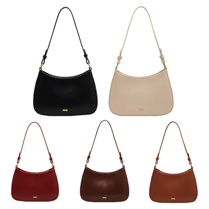 PU Leather Fashion Sling Bag Large Capacity Women Daily Shoulder Bag Solid Color Vintage Simple Daily Bags – Bild 19