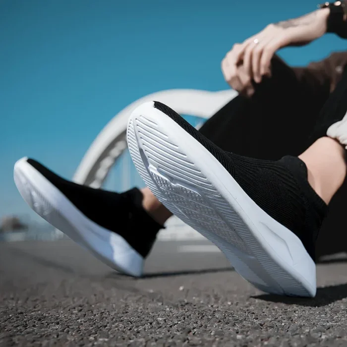 Slip-On Mens Shoes Stretch Fabric New Light Comfortable Walking Casual Shoes for Men Breathable Unisex Men Women Loafers Black – Bild 29