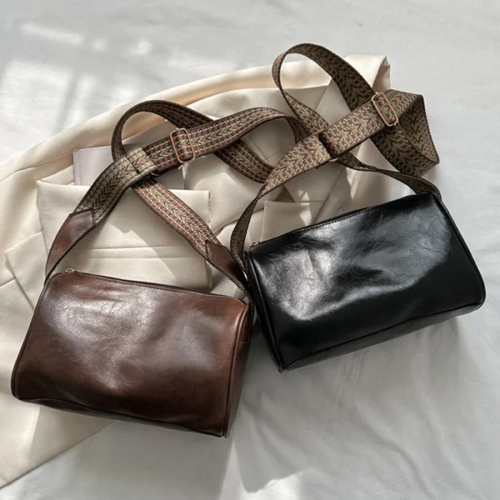 Vintage PU Leather Boston Women Small Handbag and Purse Fashion Designer Crossbody Bag Female Casual Travel Pillow Shoulder Bag – Bild 25