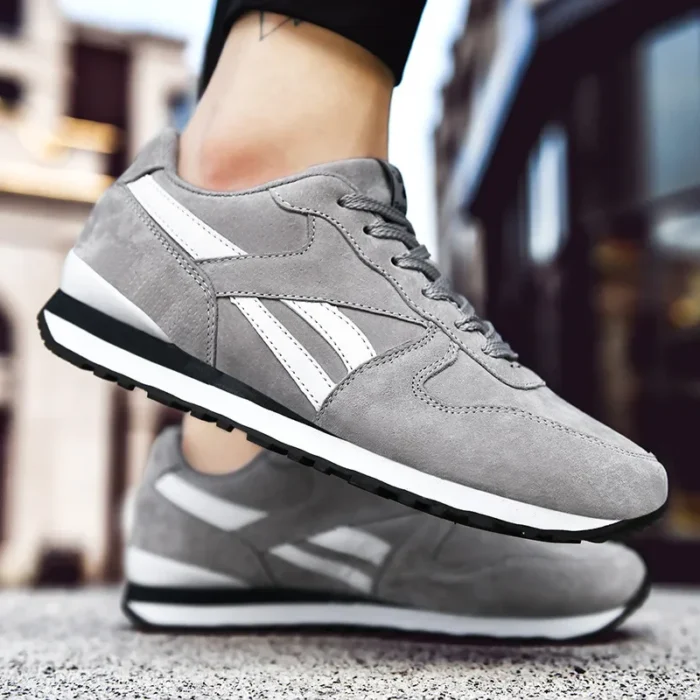 Autumn Men Sneakers Cotton Sports Shoes for Men Male Trainers Outdoor Stylish Shoes Lace-up Flats Non-slip Rubber Sole Blue Grey – Bild 4