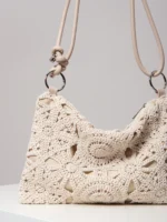 Pattern Hollow Knitting Shoulder Tote Bags for Ladies, Boho Beach Bags for Women, Holiday Outfits, Steaw Purse (Random Pattern) – Bild 17