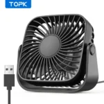 TOPK 4Inch USB Mini Portable Fan for Camping,3 Speeds Quiet Desk Table