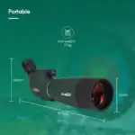Optisches Zielgerät mit kompaktem Design, Gewicht 775g, 135mm Höhe, 377mm Länge und 97mm Durchmesser – perfekt für präzise Beobachtungen und Outdoor-Aktivitäten.