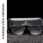 Hochwertige Designer-Sonnenbrille von Kingseven mit schwarzem Rahmen und UV-Schutz, ideal für stilbewusste Männer und Frauen.