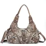 Steppentasche aus Leder mit Leo-Print, stilvoller Shopper für Damen, vielseitig und modisch.