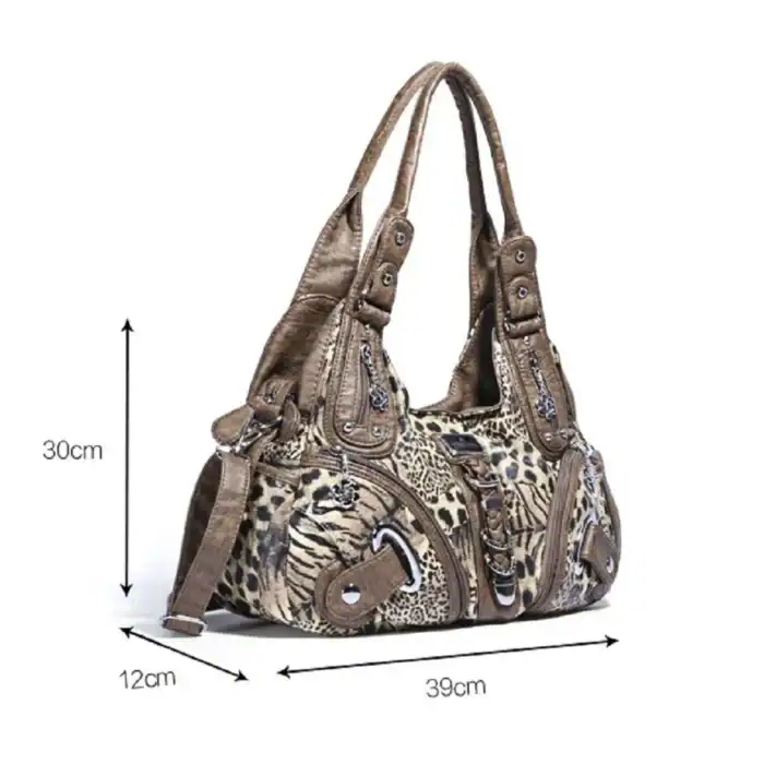 Leopard-Print Handtasche, großes Modeaccessoire, elegante Damentasche, vielseitig verwendbar, modisches Design, ideal für Alltag und Freizeit, hochwertiges Material, stylischer Begleiter, praktische Aufteilung, trendiges Modeaccessoire, OutletLite.