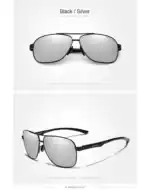 Luxus Sonnenbrille im schwarzen/silbernen Design mit stilvollem Rahmen und reflektierenden Gläsern, perfekt für stilbewusste Modefans.