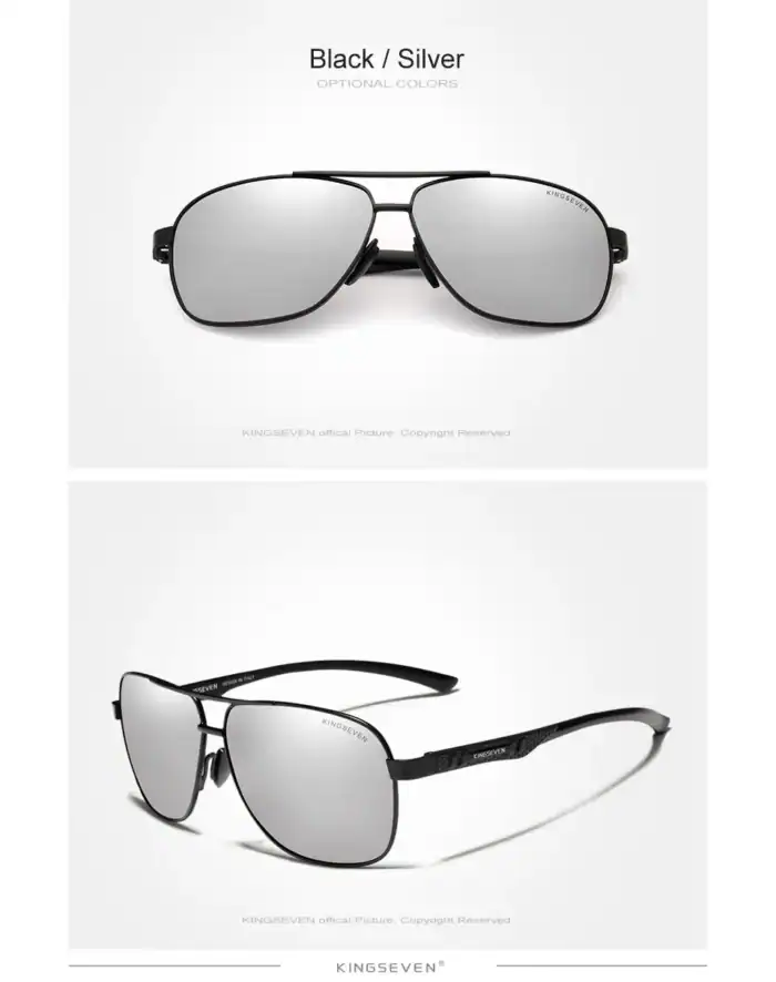 Luxus Sonnenbrille im schwarzen/silbernen Design mit stilvollem Rahmen und reflektierenden Gläsern, perfekt für stilbewusste Modefans.