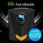 Bluetooth-Luftkompressor mit digitalem Display, schnelles Aufpumpen in 60 Sekunden, tragbar und leise, ideal für Reifenreparatur und Autoreifen.