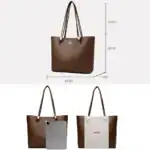 Große braune Ledertasche mit Doppelgriffen, Maße 32x11x28 cm, elegante Handtasche für den Alltag.