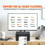 Drucker mit Versandetiketten für E-Commerce, unterstützt alle großen Plattformen wie Amazon, eBay, Shopify, Etsy, Shippo, Shipwire, ShipStation, ShipWorks, USPS, FedEx, Poshmark, Endicia, Shopee, DHL, PayPal, XPS, easyShip, easyPost, ORDORO.