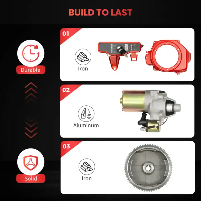 Ersatzteile für Auto-Upgrade, langlebig und robust, inklusive Zylinderkopf, Anlasser und Zahnrad, geeignet für Reparaturen und Wartungen, hochwertiges Material für optimale Leistung.