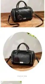 Graue Damenhandtasche aus Kunstleder mit Handgriff, Schulterriemen und dekorativem Rosenanhänger, ideal für modebewusste Frauen, elegant und vielseitig.