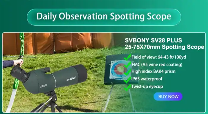 Fernrohr-Spektiv Sibony SV28 PLUS, 25-75X70mm, ideal für Feldbeobachtung, wasserdicht und mit Hochleistungs-BAK4-Prisma, perfekt für Naturliebhaber und Astronomieenthusiasten.