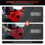 Schneller, bequemer elektrischer Start im Vergleich zum manuellen Start bei Motoren, ideal für effizientes Arbeiten und Komfort.