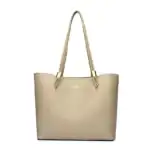 Leder-Shopper Tasche in Beige mit eleganten goldfarbenen Akzenten für Damen, ideal für den Alltag und besondere Anlässe. Hochwertige Verarbeitung und modernes Design.