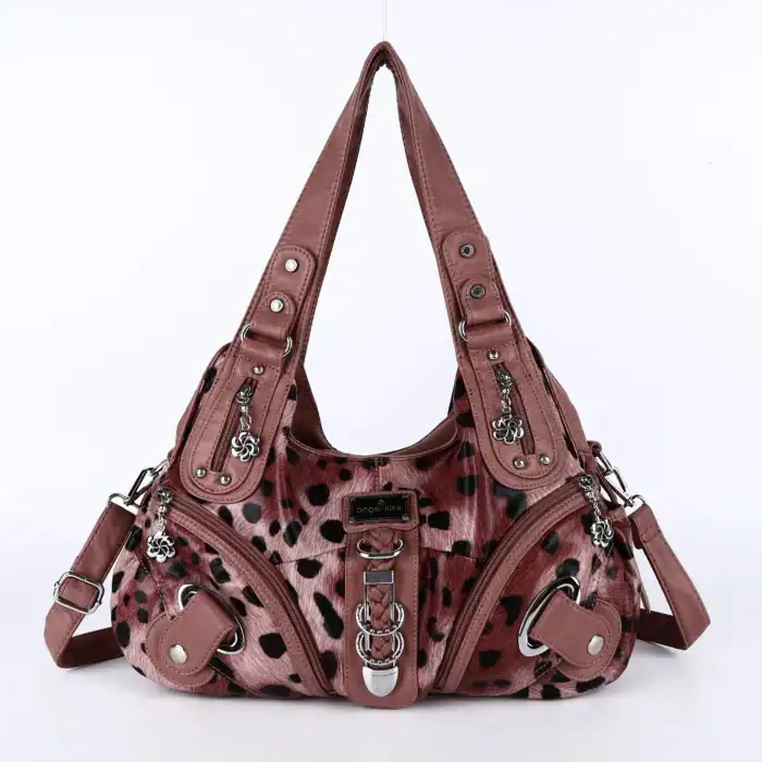 Stylische Ledertasche mit Leopardenmuster, ideal für Damen, vielseitig tragbar, mit großzügigem Stauraum und eleganten Details, perfekt für den Alltag oder besondere Anlässe.
