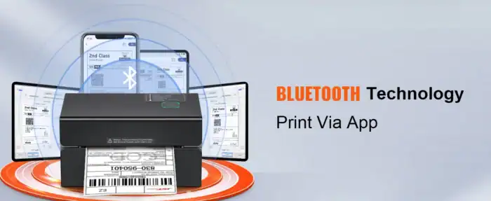 Schnelles Bluetooth-Drucker mit App-Anbindung, ideal für effizientes Etiketten- und Dokumentendrucken, kompatibel mit verschiedenen Geräten für professionelle Nutzung.