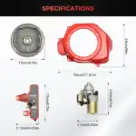 Hochwertige Motorteile und Zubehör für Maschinen, inklusive Gehäuse, Steuerungseinheit und Kraftstoffpumpe, passend für professionelle Anwendungen.