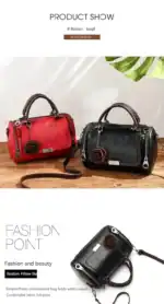 Rote und schwarze Damenhandtaschen mit Rosenanhänger, langlebiges Kunstleder, vielseitiges Design für Alltag und besondere Anlässe – OutletLite kaufen.