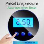 2. Digitale Reifenfülldruckanzeige mit blauer LCD-Anzeige und Bedienelementen, präzise Werten in BAR, ideal für Automobil-Wartung.