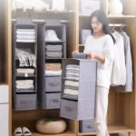 Hängeorganizer aus Baumwoll-Leinen – Kleiderschrank-Aufbewahrung mit Fächern – Bild 3