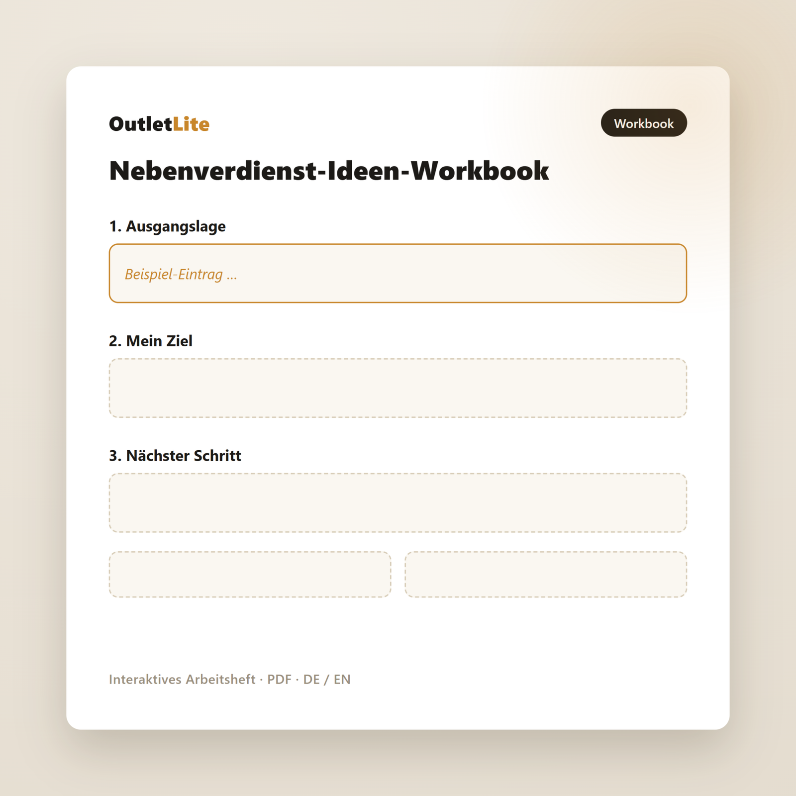 Nebenverdienst-Ideen-Workbook – Produktvorschau Nebenverdienst-Ideen-Workbook