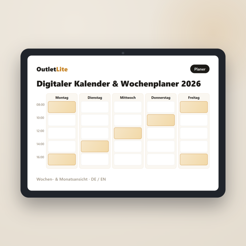 Digitaler Kalender & Wochenplaner 2026