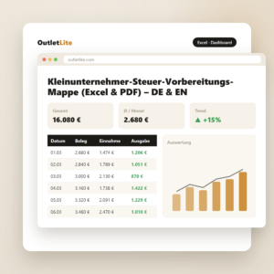 Kleinunternehmer-Steuer-Vorbereitungs-Mappe (Excel & PDF) – DE & EN