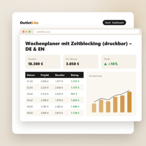 Wochenplaner mit Zeitblocking (druckbar) – DE & EN