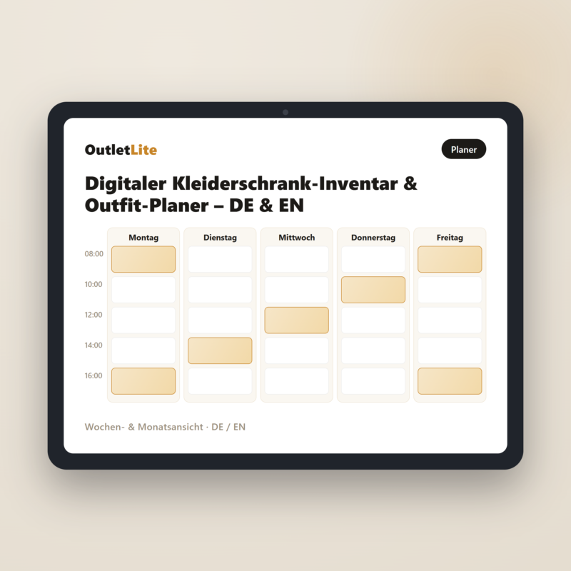 Digitaler Kleiderschrank-Inventar & Outfit-Planer – DE & EN