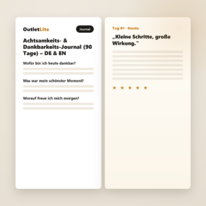 Achtsamkeits- & Dankbarkeits-Journal (90 Tage) – DE & EN