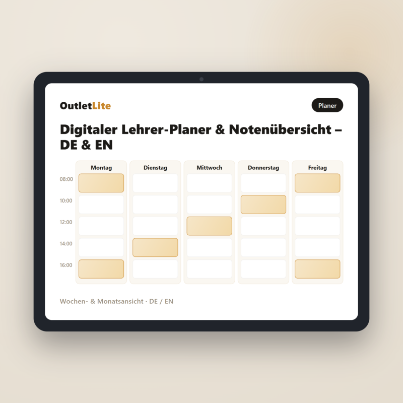 Digitaler Lehrer-Planer & Notenübersicht – DE & EN