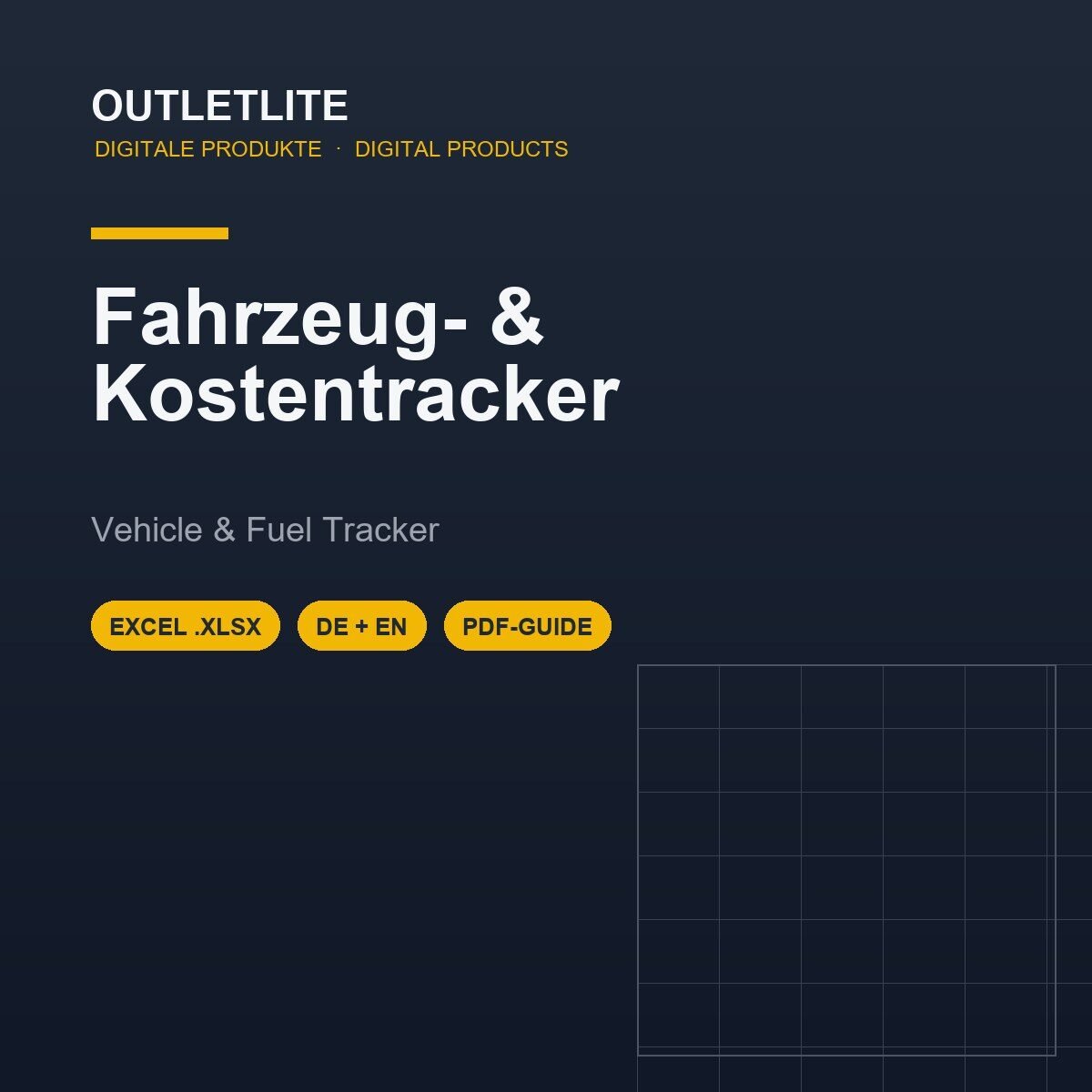 Fahrzeug-Wartung, Kraftstoff- & Kostentracker (Excel, DE & EN) Fahrzeug-Wartung, Kraftstoff- & Kostentracker (Excel, DE & EN)